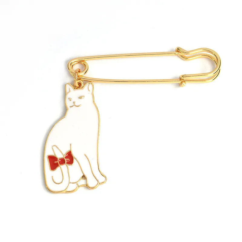 DoreenBeads новая мода Pet Cat безопасные булавки эмалированная брошь-кнопка для детей женский свитер пальто рубашка воротник сумка с шарфом шляпа Декор - Цвет: Белый