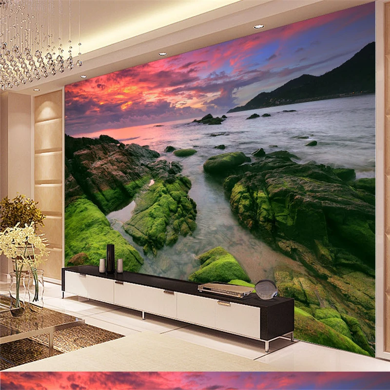 

beibehang HD seascape stone murals large custom backdrop bedroom living room sofa papel de parede para quarto em 3d relevo