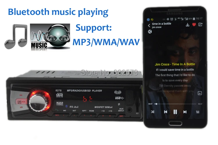 Автомагнитола 12 В стерео система с поддержкой Bluetooth FM радио MP3 USB SD MMC Типоразмер 1