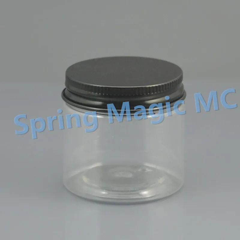 Прозрачная пластиковая банка для крема 200 мл с черной/золотой/бронзовой