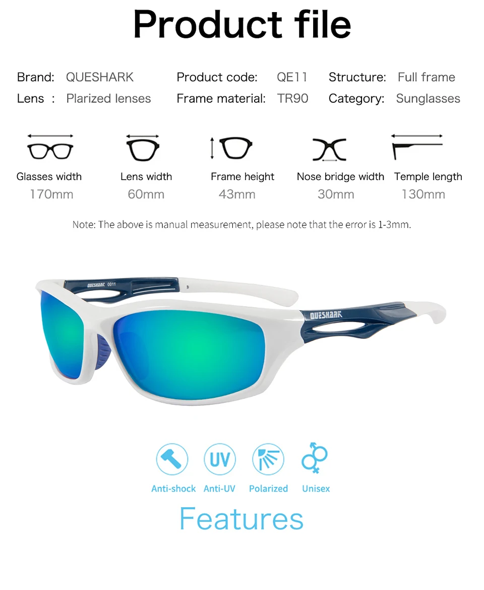 QUESHARK небьющиеся TR90 Untralight рамки HD поляризованные солнцезащитные очки для рыбалки очки для мужчин и женщин Пешие прогулки бег гольф