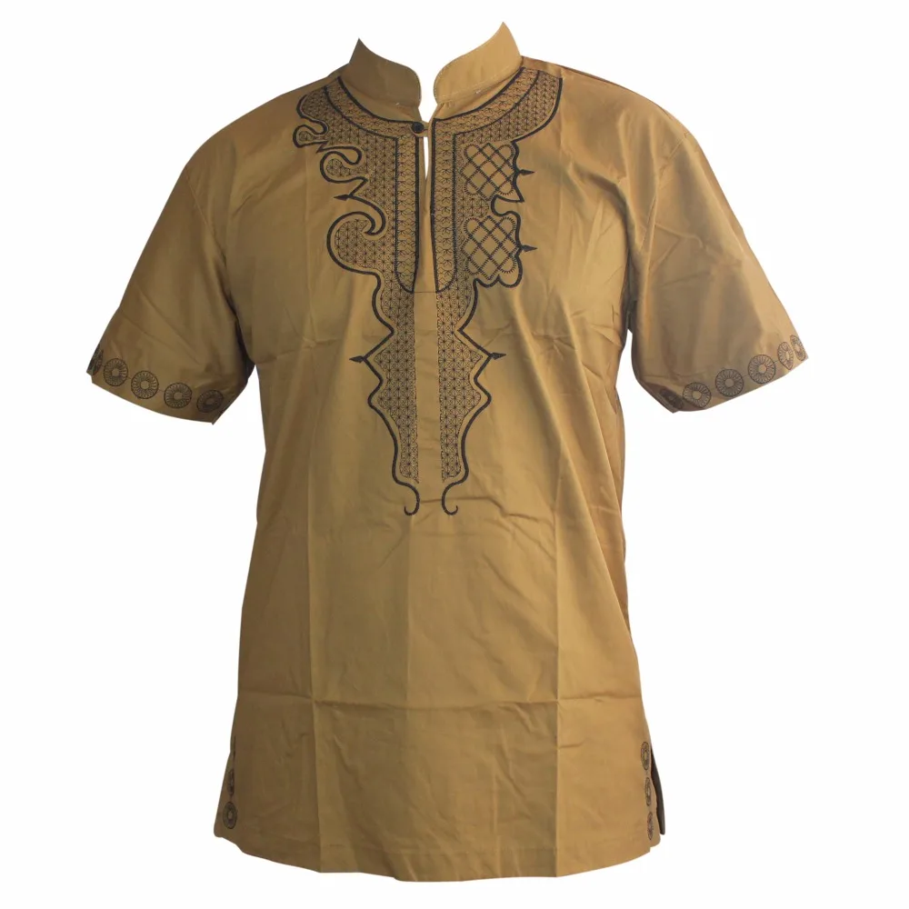 Dashikiage Black Panther Embroidered Slim African Hippie Dashiki Top Ankara For Man's Short Sleeve Fashion T-Shirts | Мужская одежда