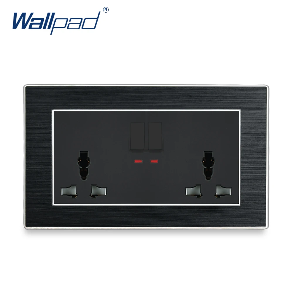 Двойной 6 Pin Универсальное гнездо с переключателями Wallpad настенный светильник переключатель атласная металлическая Панель 146 коммутационная стенка Мощность розетки с неоновым звездным свечением