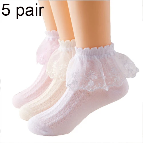 B73 Mix 5Pair 5 пар/лот носки для девочек с оборками 8носочки детские детские носочки Кружевные носки меш Маленькая принцесса хлопчатобумажные носки белый розовый пак - Цвет: B73 Mix 5Pair