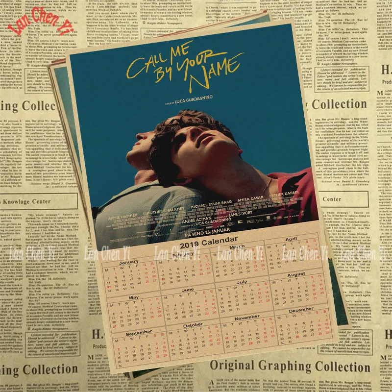 2019 Calendar Classic film Series 1 Kraft paper poster Cafe Bar Home Decor Retro Paper Wall Sticker | Дом и сад