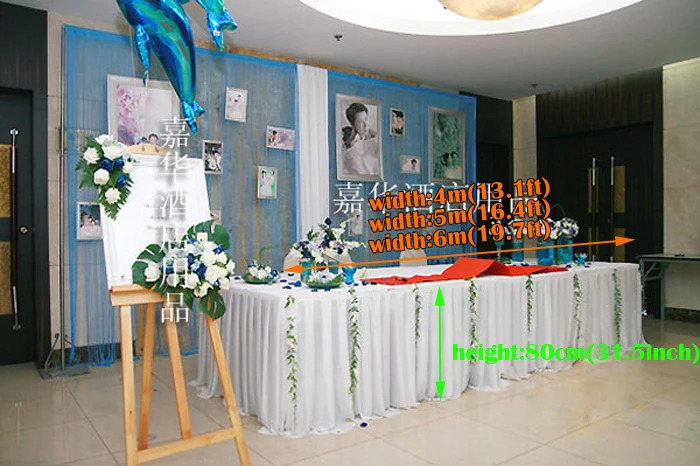 

table skirt banquet 13.1 ft(W)*31.5"(H) ice silk Tablecloth wedding party table swag table cover wedding decoration table skirt