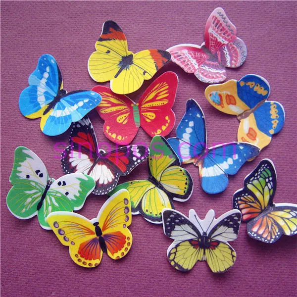 3D рисовая бумага Бабочка Радужная много цветов съедобные для торта тарелки кекса