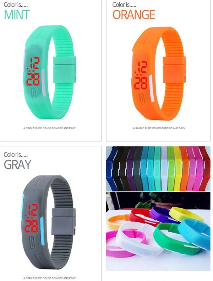 Men&ampLadies&ampChild Clock Womens Rubber Sports Wristwatch LED Digital Watch | Наручные часы