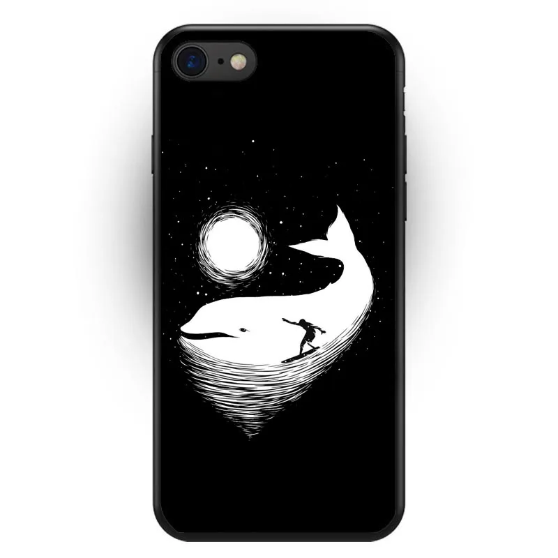 Мягкий силиконовый чехол из ТПУ для iPhone 6 6S Plus 7 7Plus 8 8Plus X XS XR Max sky Space planet Black and white sun
