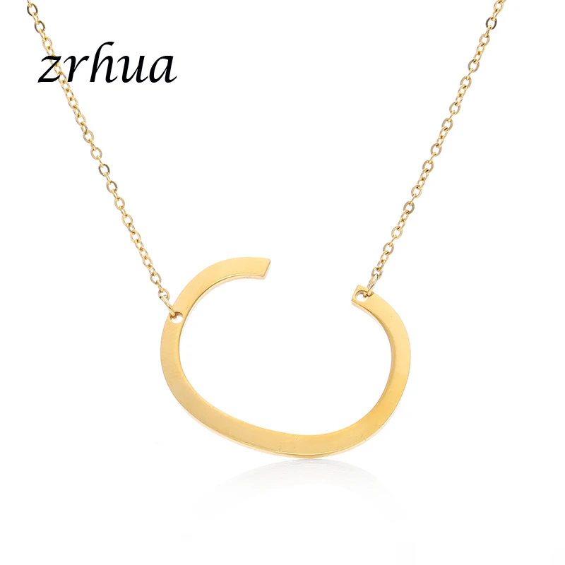 ZRHUA Gold A-Z large Initial Letters Alphabet Stylish Charm Big Letter Script Name Pendant Monogram Necklace for Women Gift | Украшения и