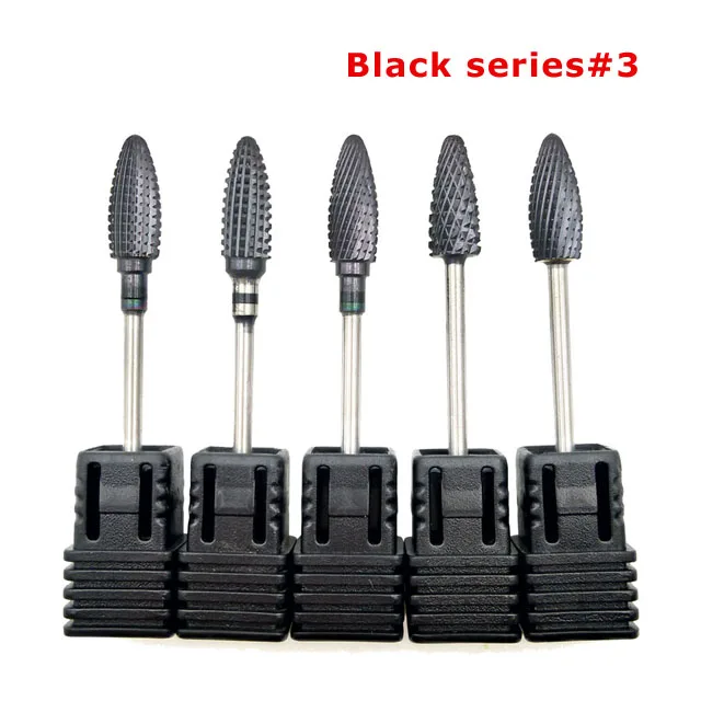 5PCSBlackSeries-3 HYTOOS 5 шт./компл. Вольфрам карбида фрез для маникюра/педикюра 3/3" ротационных напильников из маникюрные наконечники Дрель аксессуары фреза удаляйте гель Инструмент - Цвет: 5PCSBlackSeries-3