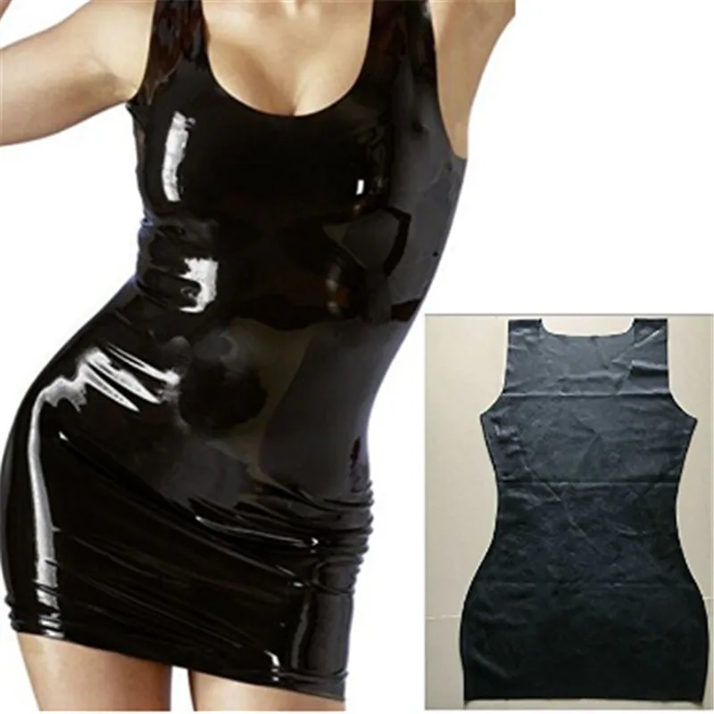 100% латексные женские платья облегающее платье без рукавов Фетиш-платье из