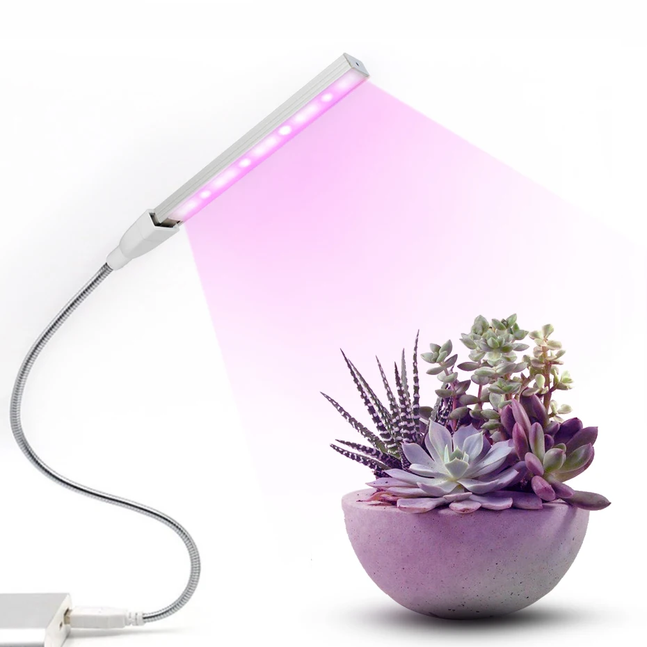 USB лампа для выращивания растений DC5V 3 Вт фитолампа 10Red + 4Blue led полный спектр гибкий