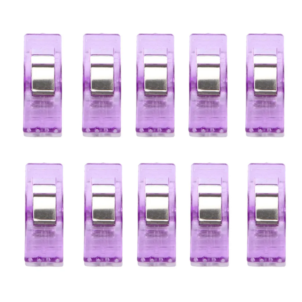 Purple 10 шт./лот, цветные пластиковые зажимы для рукоделия, лоскутное шитье, аксессуары для рукоделия, клипсы для квилтинга, 8D25 - Цвет: Purple