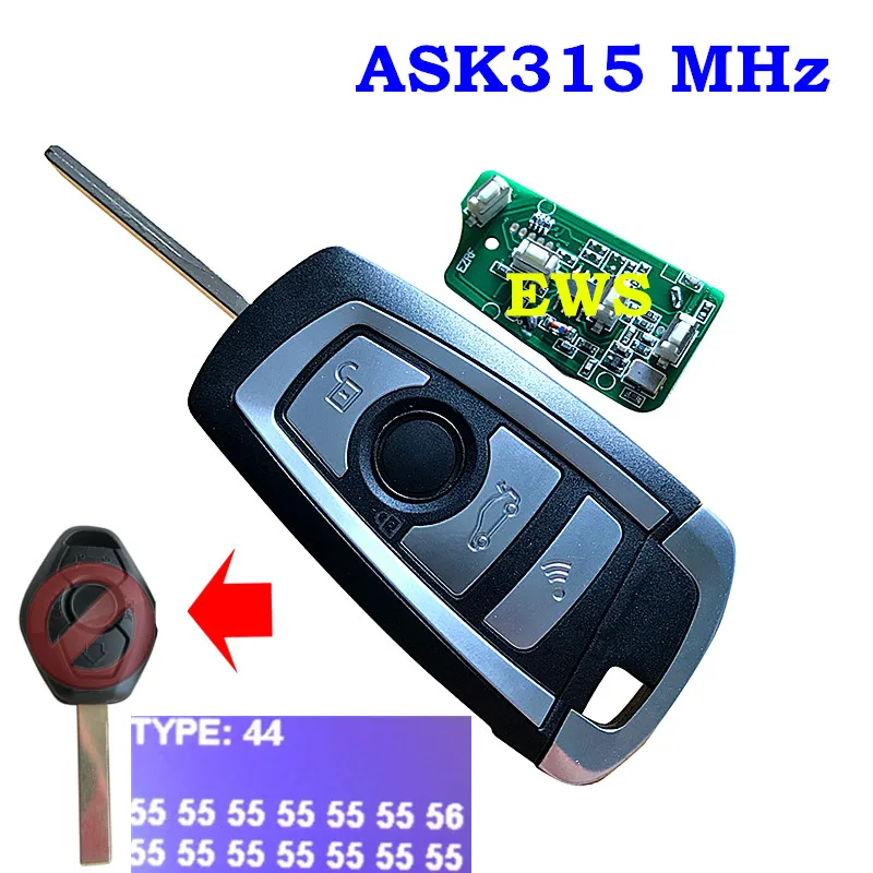 Изменение флип ключ 3 кнопки 315 МГц 433 Мгц дистанционный для BMW EWS 325 330 318 525 530 540 E38 E39