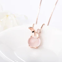 gift 3d crystal anime animal bunny pendant hare necklace cute smart sign rabbit small rabbit choker cat feline pet necklace