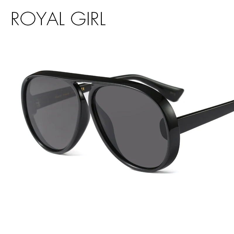 Солнцезащитные очки ROYAL GIRL в винтажном стиле черные на плоской подошве для мужчин