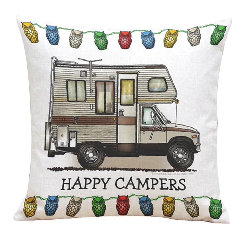 Ouneed декоративные наволочки happy campers наволочка диван талии Бросок Чехлы Home Decor