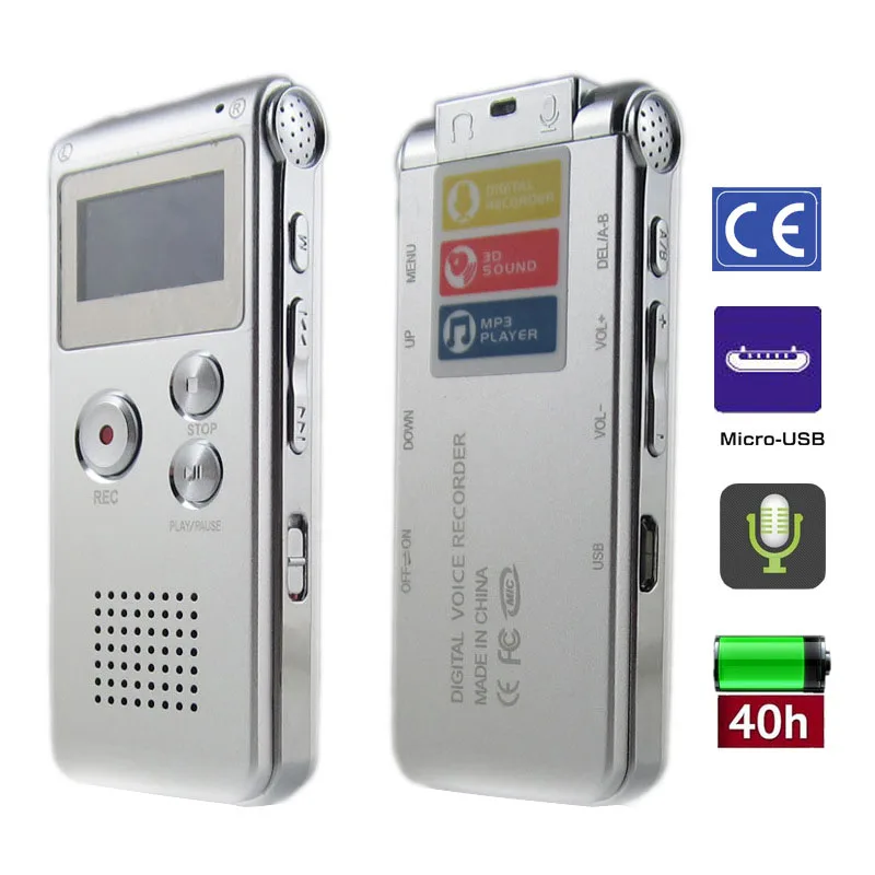 Черный 8 ГБ Высокое Качество Цифровой Диктофон Звук Высокой Четкости Записи
