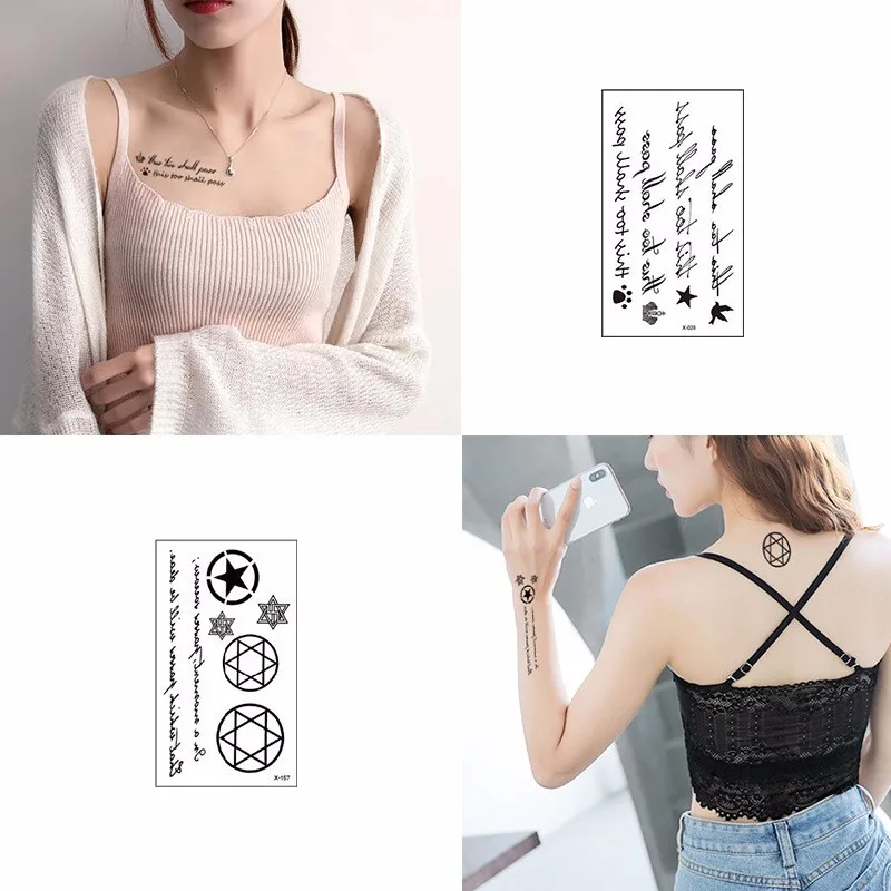

Temporary Fake Tattoo Sticker Black And White Pattern Sticker Drawing Fake Body Art Water Transfer