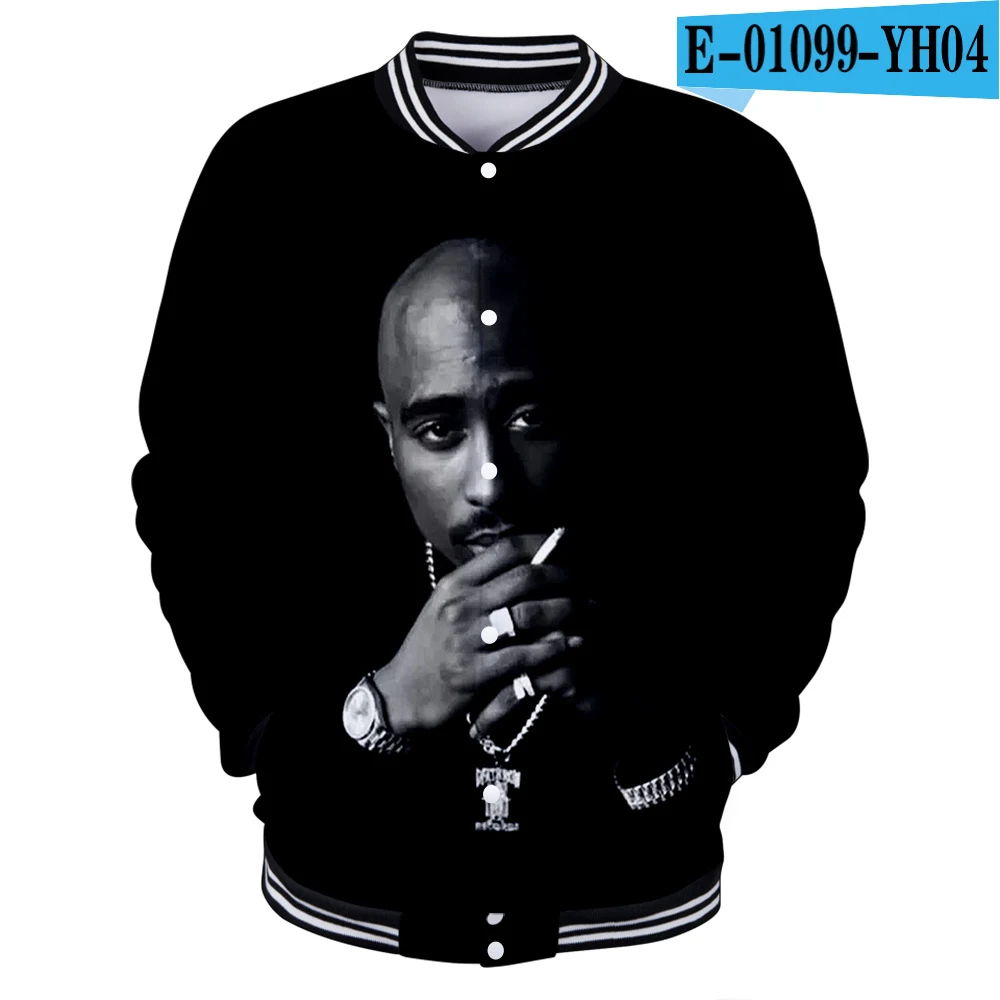 one 2Pac крутая мужская бейсбольная куртка Весенняя мода тонкий 3D принт с длинным рукавом Бомбер куртка Jaquetas мужские брендовые университетские куртки - Цвет: one