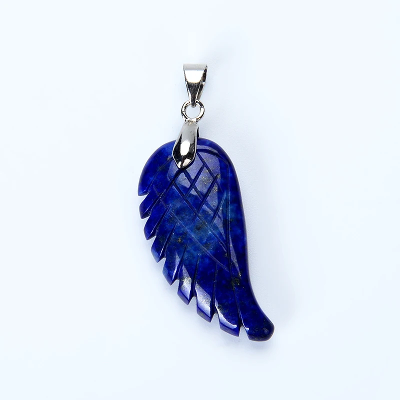 Lapis lazuli Натуральный розовый кварц красочный камень крыло Ангела рок милый кулон с кристаллом для ожерелья Опалит Свадебные украшения ювелирные изделия - Окраска металла: Lapis lazuli