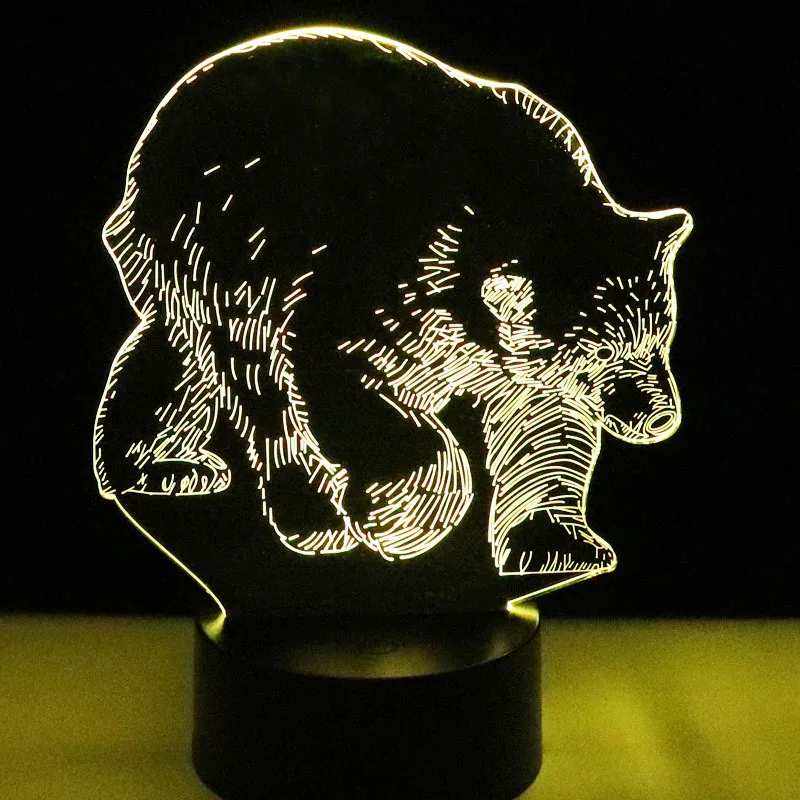 3D светодиодный ночник светильник Polar Bear с 7 цветами для украшения дома