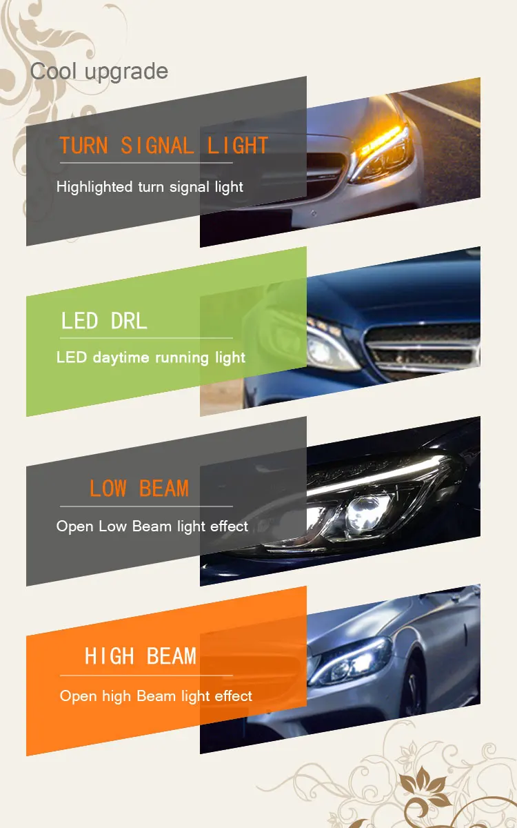 2 шт. автомобиль Стиль светодиодный фары для Benz W205 c-класс- для W205 налобный фонарь светодиодный DRL Объектив Двойной Луч H7 Ксеноновые Би xeno