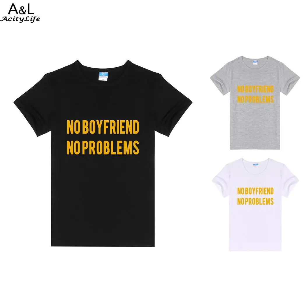 Короткие Повседневное с круглым вырезом Для женщин рукавами футболка no boyfriend не