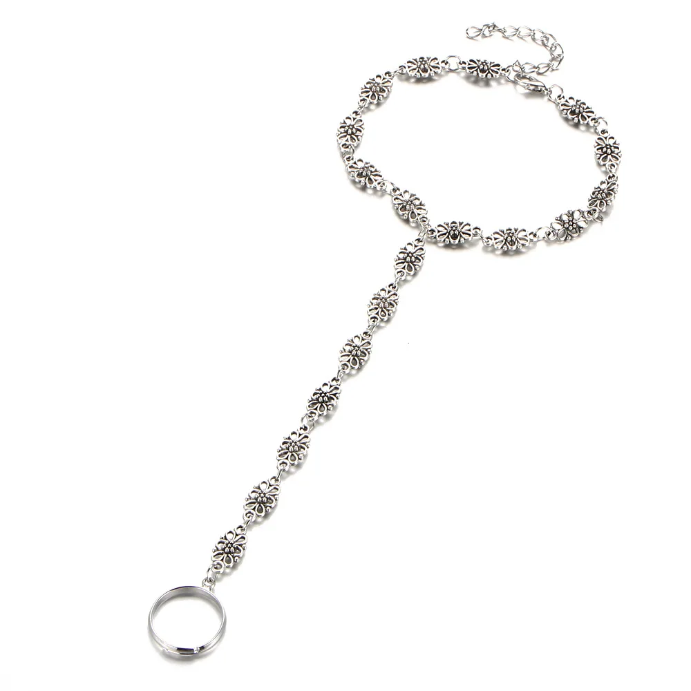 Антикварные Серебристые ножные аксессуары Женские сексуальные сандалии босиком