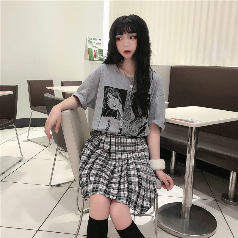 Harajuku Kawaii женские плиссированные юбки с высокой талией Короткая юбка летняя
