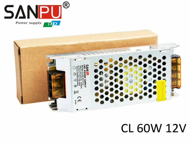 AC100-240V to DC 12V Power Supply SANPU WS2813 LED Strip 2017 New Arrival CE RoHS 60W 5A Switching | Обустройство дома