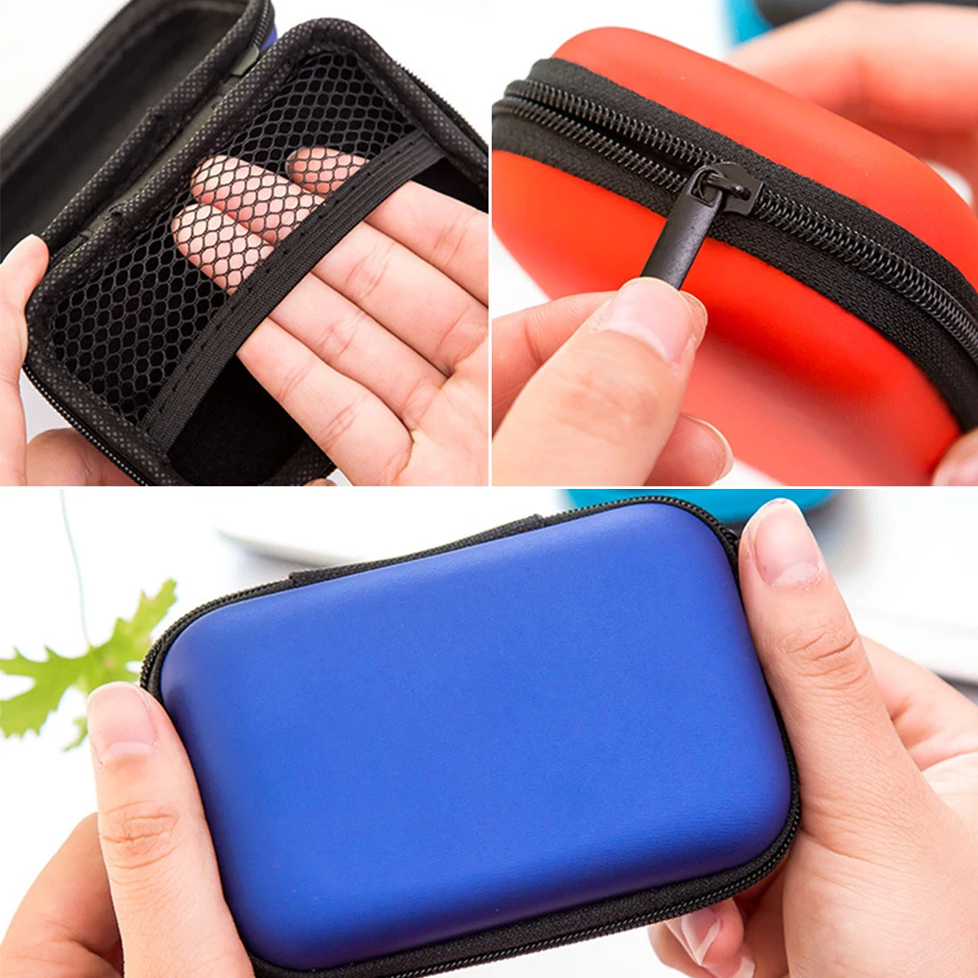 Мини Портативный жесткий чехол наушники из искусственной кожи на молнии сумка