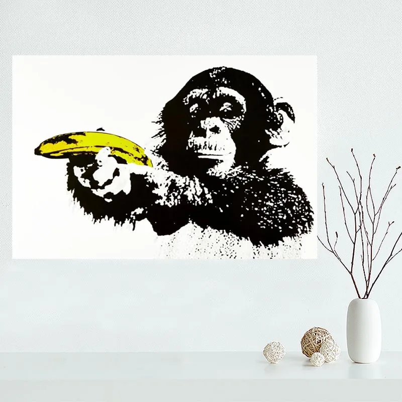 Новое поступление индивидуальный холщовый постер с обезьянами украшение для