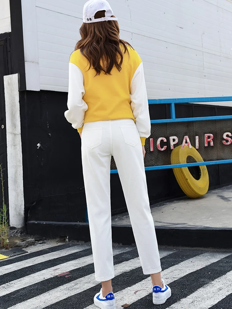 Модные Рваные Джинсы женские Высокая талия джинсы-бойфренды для женщин Большие