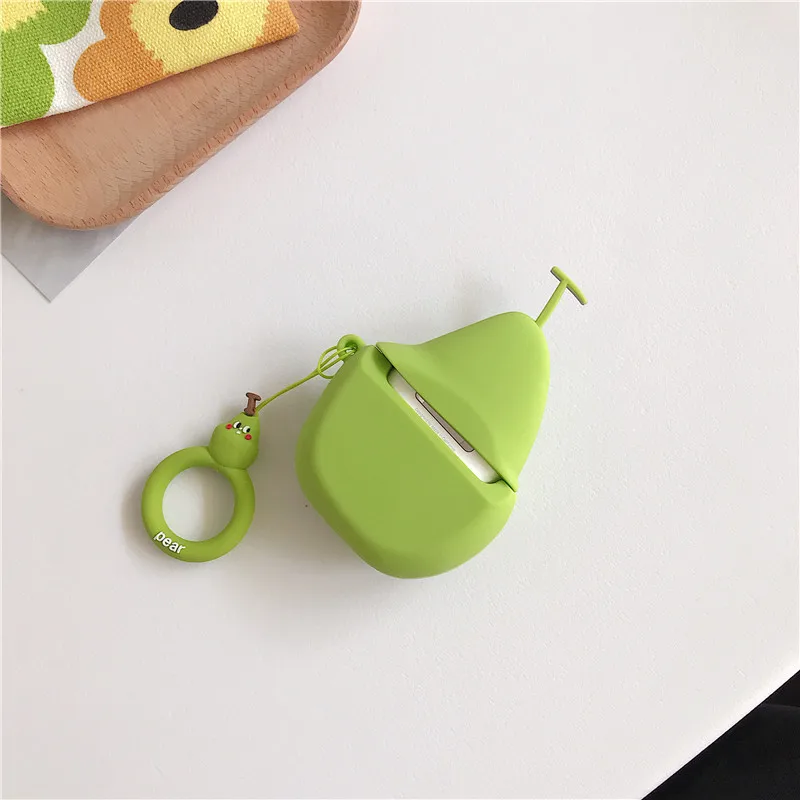 

For Apple Airpods 1/2 Wireless Earphone Case 3D Cute Cartoon Pear Strawbery Fruit Silicone Protective Cover Airpods Accessories