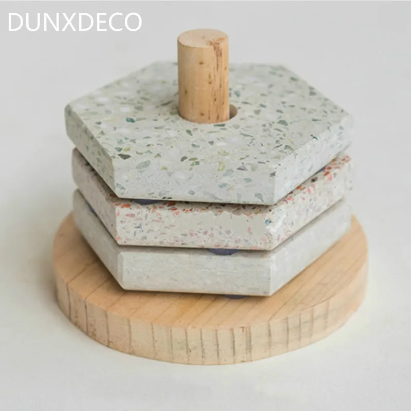 DUNXDECO терраццо подставка для кофейной чашки набор современный скандинавский мозаичный геометрический Настольный коврик аксессуары для стола простой декор для художественного магазина