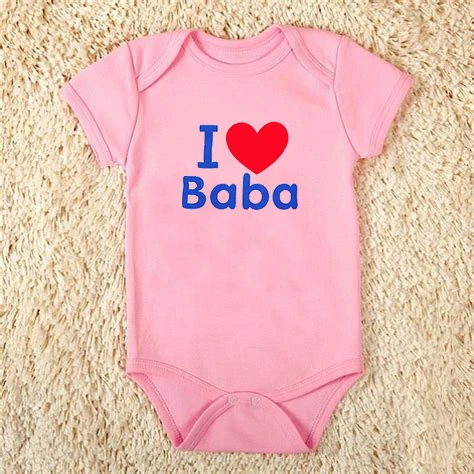 Новинка Детская Хлопковая одежда с забавным принтом I Love Baba для мальчиков и