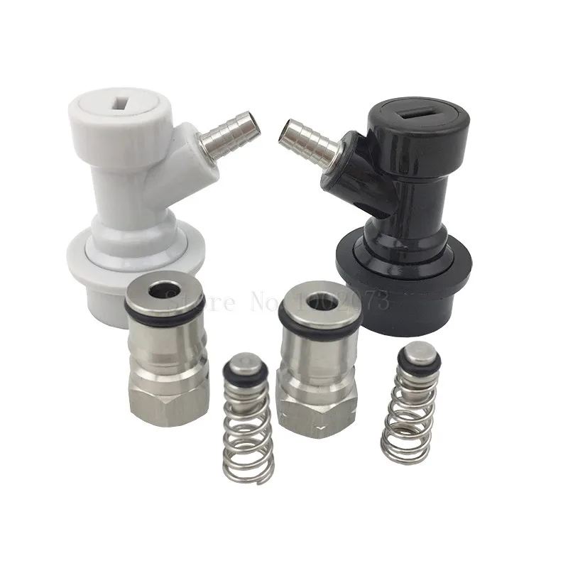 

Beer Brewing Cornelius Type keg connectors Ball Lock Barb Disconnects with Post and Universal Poppet Gas + liquid 19/32"-18