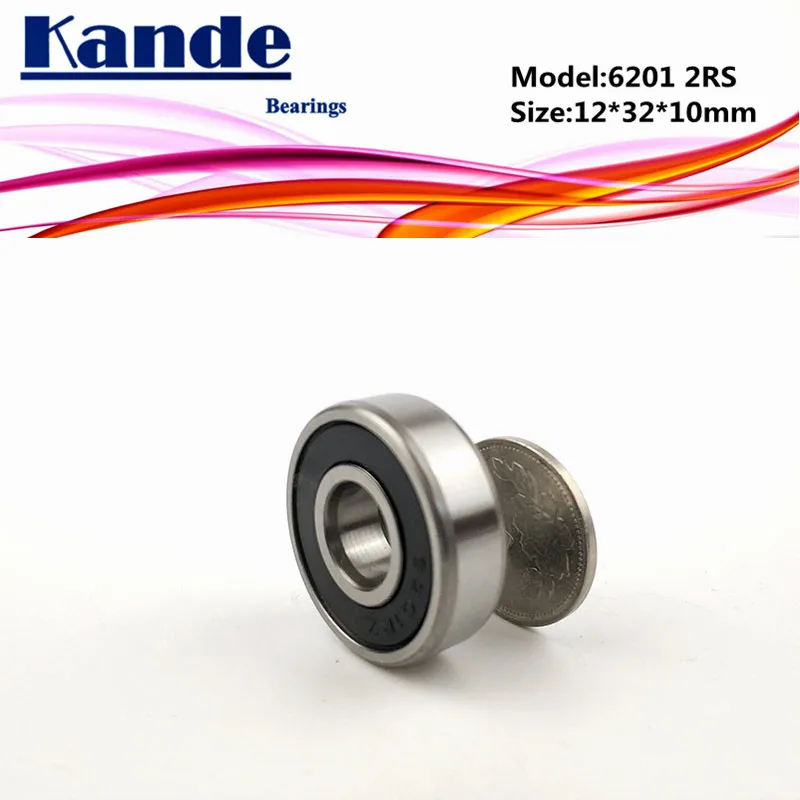 Kande 6201RS 4PCS ABEC 5 6201 2RS Однорядный радиальный шарикоподшипник 12x32x10 мм 6201RZ|Валы| |