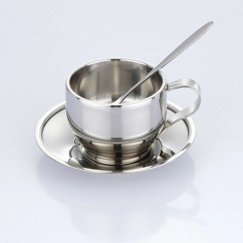 Кофейная кружка из нержавеющей стали 120 мл креативная кофейная чашка в комплекте