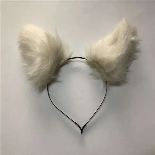 Cos Злой Волк лисий хвост лиса плюш бежево-белый хвост и уши - Цвет: Ears  Hair hoop