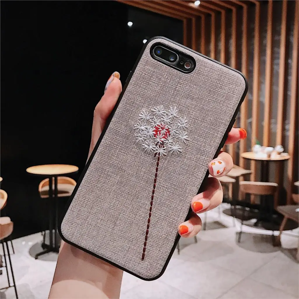 Чехол для телефона с вышивкой и одуванчиком iPhone 6 6S 8 7 Plus чехол милыми парными