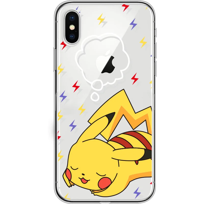 Japanese Kawaii Pokemons cute anime phone case For coque iphone 7 8 puls 6s plus XS max silicon shell for cover X XR |
