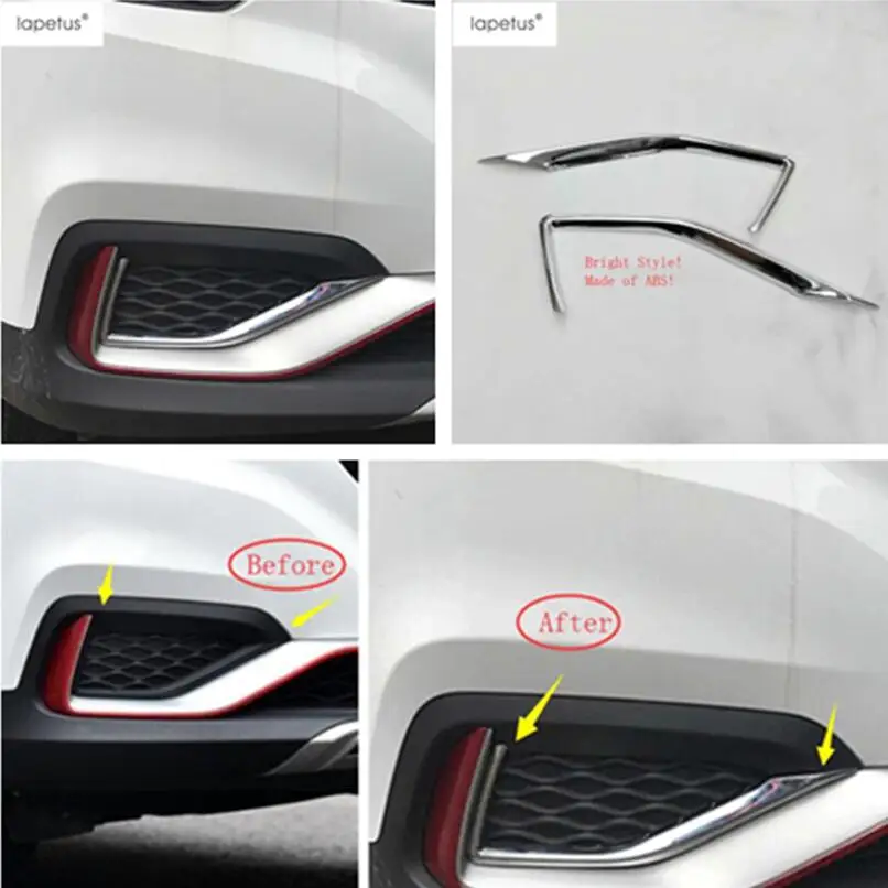 

Lapetus Accessories Fit For MG ZS 2018 - 2022 ABS Front Fog Lights Lamp Eyelid Eyebrow Decoration Molding Cover Kit Trim 2 Pcs