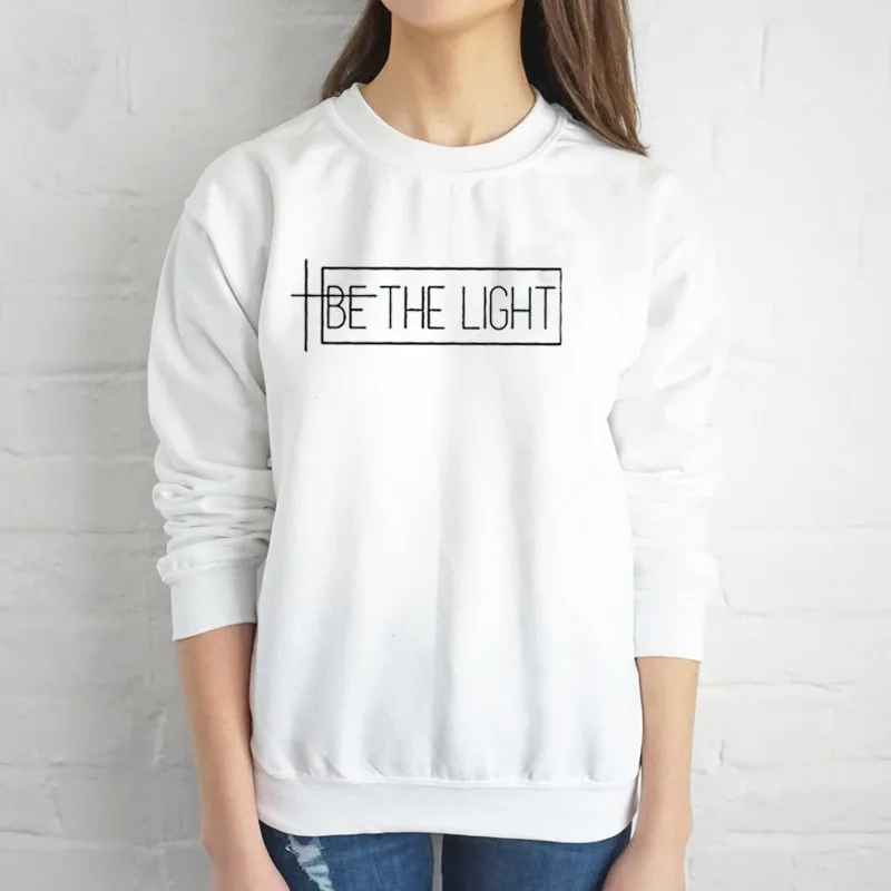 BE THE LIGHT осень-зима с буквенным принтом уличная волна новая Толстовка Топ Дамский