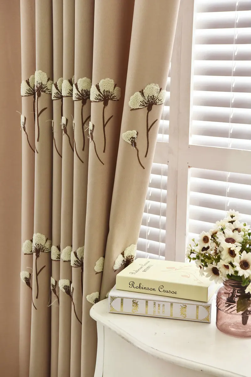 Modern Pattern Fashion Linen Cotton 3D Kapok Curtain for Living Room Bedroom Embroidered Pastoral Floral Tulle | Дом и сад