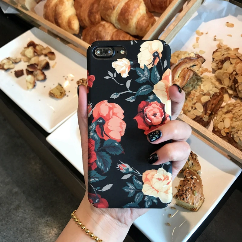 Корейские винтажные чехлы для телефонов с розами iphone 6 S 6plus 8 7 Plus Fundas Модный