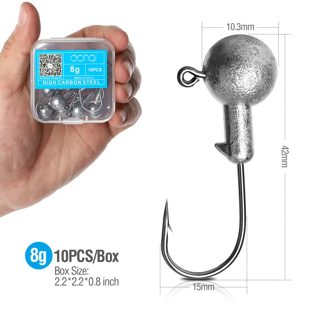8g DONQL 10 шт./кор. Lead Jig Head рыболовный крючок кривошипно Jig Head крюк для ловли карпа рыболовные приманки 1-20 г мягкий червь рыболовные снасти аксессуары - Цвет: 8g