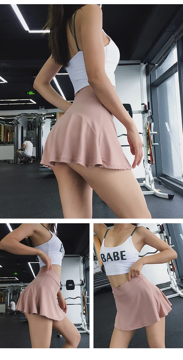 Women Sports Short skirt Pleated Yoga Short Skirt Fitness Running Shorts breathable Sport Anti Exposure Skirt Gym Sportswear